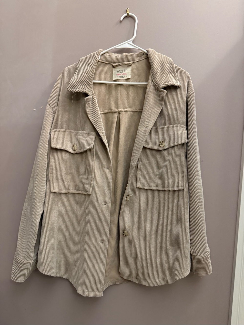 Ashley By 26 International Taupe Corduroy Utility Shacket